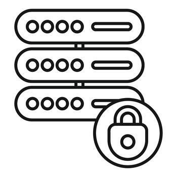 servidor estante proteger datos almacenamiento con bloquear icono vector