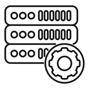 Server rack data management setting up icon vector