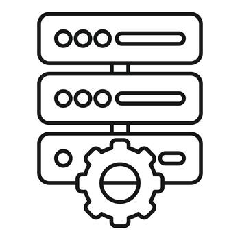 Server rack data management and network configuration icon vector