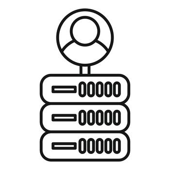 User profile connected to data storage servers vector