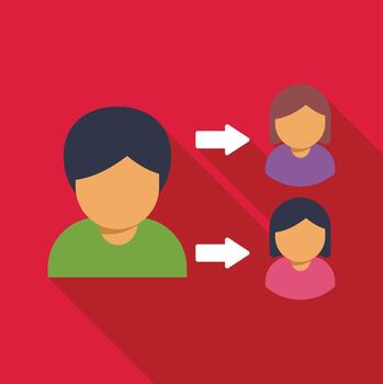 User delegating tasks, sharing information, connecting people vector