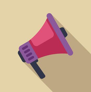Loudspeaker making announcement, communicating message, flat design style vector