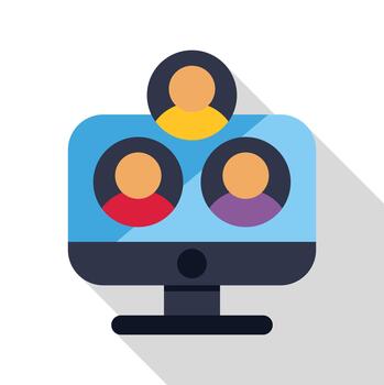 computadora pantalla mostrando personas en un en línea reunión vector
