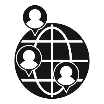 Global network icon symbolizing worldwide social connection vector