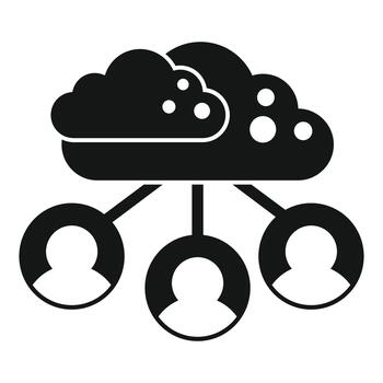 Cloud computing network connecting multiple users icon vector