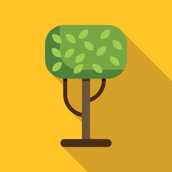 Green tree icon with flat design and long shadow vector