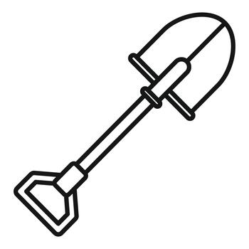 Digging shovel outline icon representing a simple hand tool vector