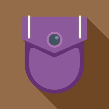 Purple utility pouch with button and long shadow vector