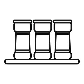 Three thread spools standing on a shelf icon vector