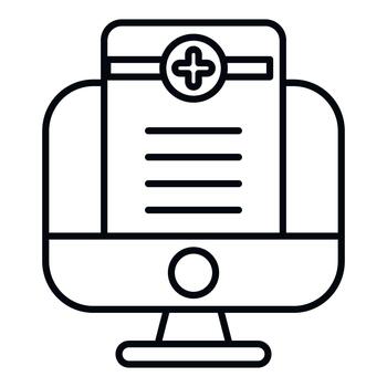 computadora monitor mostrando en línea médico grabar documento vector