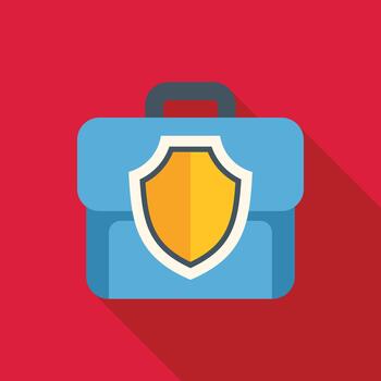 Briefcase with shield representing business protection and security vector