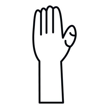 Hand with palm open showing a stop gesture icon vector