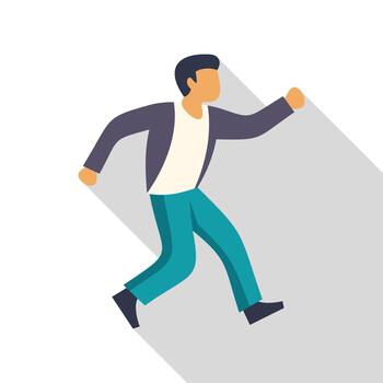 Running man moving with urgency and speed vector