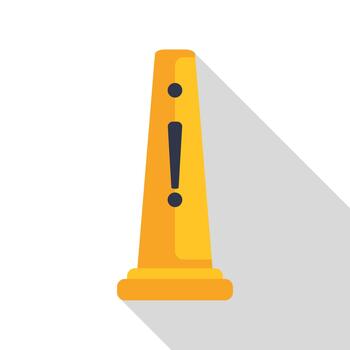 Yellow warning cone icon creating safety alert system vector