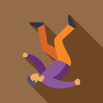 Falling man concept creating gravity shadow flat design vector