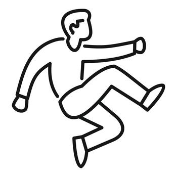 Man jumping outline icon illustrating action and movement vector