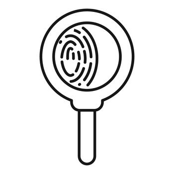 Magnifying glass examining fingerprint for security verification vector