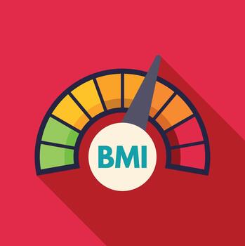 Bmi indicator showing healthy to overweight range vector