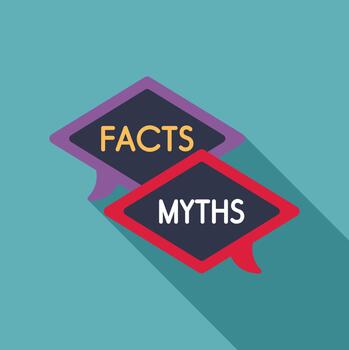 Comparing facts and myths with speech bubble concept vector