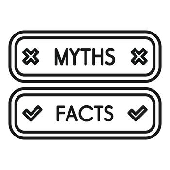 Comparing myths and facts, finding true and false information vector