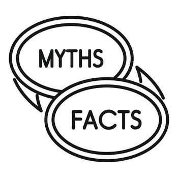 Comparing myths and facts with contrasting speech bubbles vector