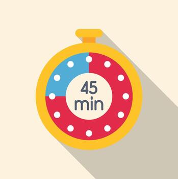 Stopwatch icon displaying a 45 minute countdown timer vector