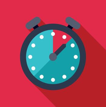 Stopwatch timer icon showing time on red background vector