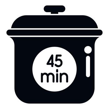 Slow cooker preparing meal with timer setting vector
