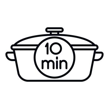 Cooking time instruction with a 10 minute timer pot vector