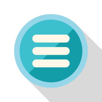 Hamburger menu navigation icon with long shadow vector