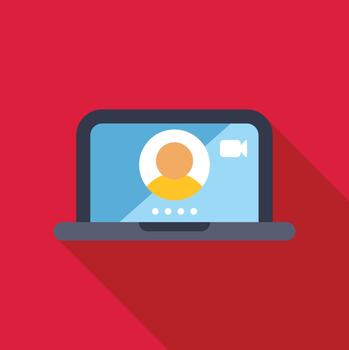 Laptop showing call user interface concept vector