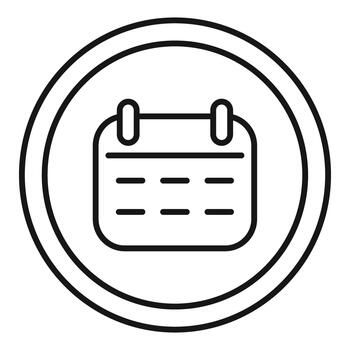 Calendar icon in circle symbolizing date scheduling vector