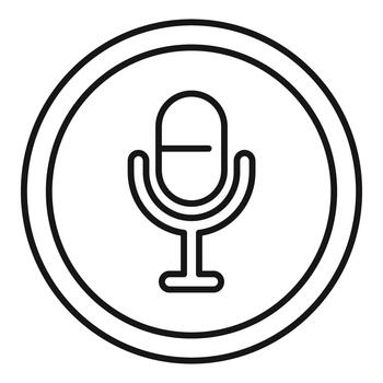 Microphone line art icon in round button vector
