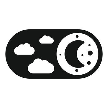Dark mode toggle switch with moon and clouds vector