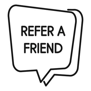 habla burbuja con 'referirse un amigo' mensaje icono vector