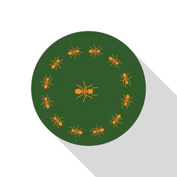 Ants forming circular pattern on green surface vector