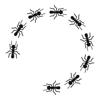 hormigas formando circular sendero concepto de trabajo en equipo vector