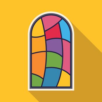 Stained glass window creating colorful light spectrum flat design vector