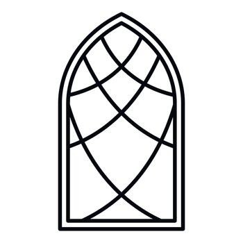 Gothic arched window outline for architecture and religion vector