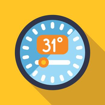 Thermostat icon showing high temperature setting vector