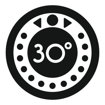 Circular dial with 30 degrees temperature setting vector