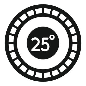 Climate control dial showing 25 degrees temperature setting vector