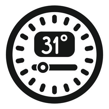 Smart home thermostat displaying high temperature setting icon vector