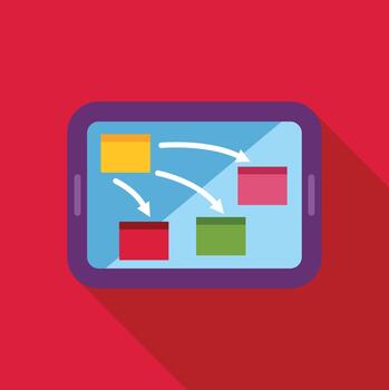 tableta mostrando flujo de trabajo planificación y estrategia diagrama de flujo vector