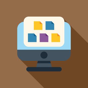 computadora monitor mostrando archivos datos organización concepto vector