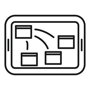 Tablet showing network connection data flowchart diagram vector