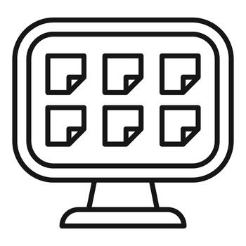 computadora monitor mostrando múltiple archivo documento íconos vector