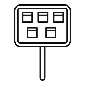 Outline scoreboard displaying game information on stand vector