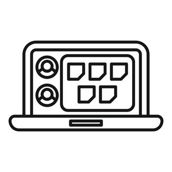 Laptop displaying user profiles and documents interface vector