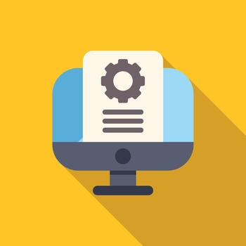 computadora monitor mostrando un ajustes engranaje icono vector